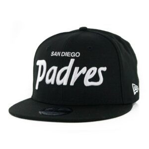 New Era 9Fifty San Diego Padres Vintage Script Snapback Hat Black White
