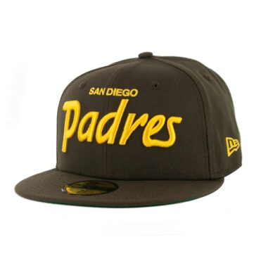 New Era 59Fifty San Diego Padres Vintage Script Brown Gold Fitted Hat