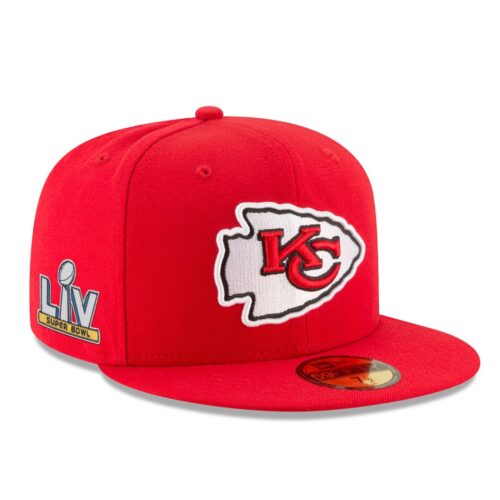 New Era 59Fifty Kansas City Chiefs Super Bowl LV 2021 Side Patch Red Fitted Hat Right Front