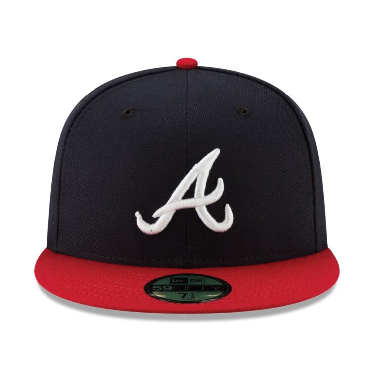 New Era Atlanta Braves Home Navy Red 59FIFTY Fitted Hat Front New Era Atlanta Braves Home Navy Red 59FIFTY Fitted Hat Front