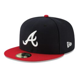 New Era Atlanta Braves Home Navy Red 59FIFTY Fitted Hat Left Front