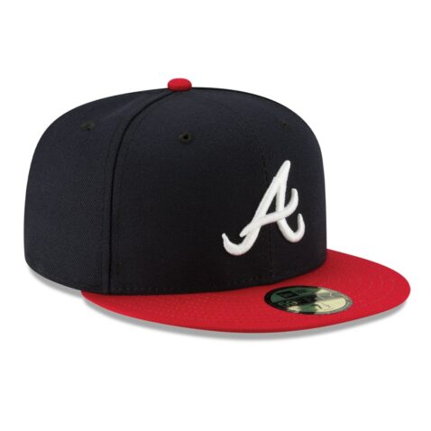 New Era Atlanta Braves Home Navy Red 59FIFTY Fitted Hat Right Front
