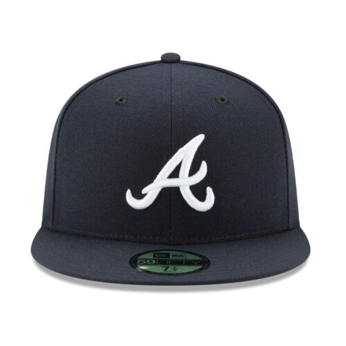 New Era Atlanta Braves Road Navy 59FIFTY Fitted Hat Front