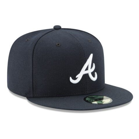 New Era Atlanta Braves Road Navy 59FIFTY Fitted Hat Right Front