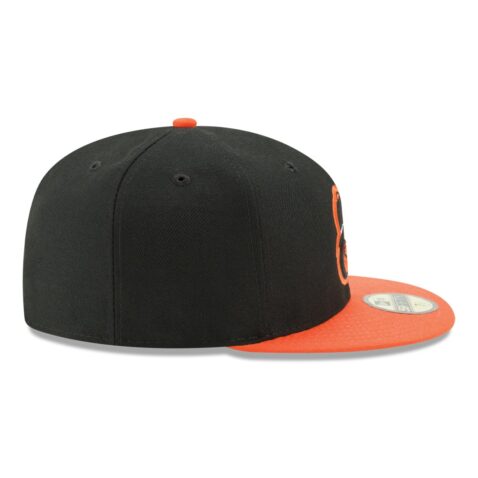 New Era Baltimore Orioles Road Black Orange 59FIFTY Fitted Hat Right