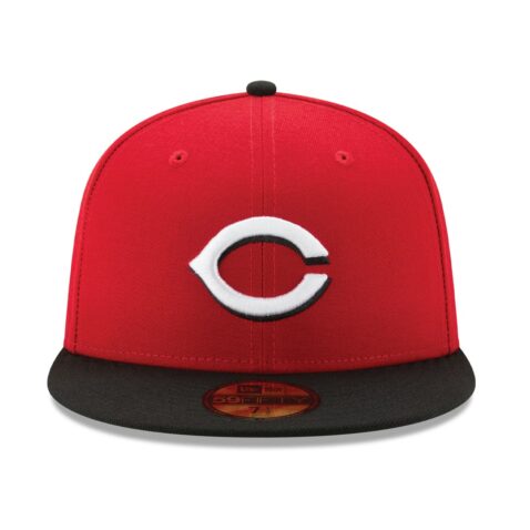 New Era Cincinnati Reds Road Red Black 59FIFTY Fitted Hat Front