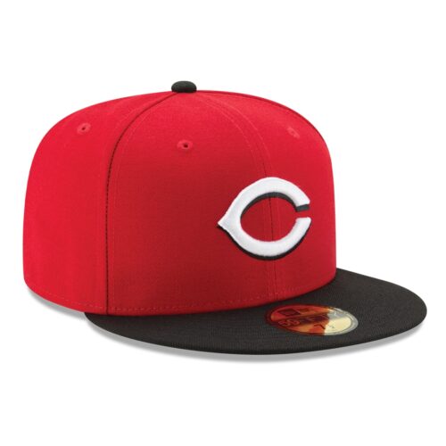 New Era Cincinnati Reds Road Red Black 59FIFTY Fitted Hat Right Front