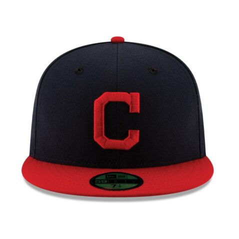New Era 59Fifty Cleveland Indians Home Authentic Collection On Field Fitted Hat Navy Red 2021 New Era Cleveland Indians Home Navy Red 59FIFTY Fitted Hat Front
