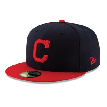 New Era 59Fifty Cleveland Indians Home Authentic Collection On Field Fitted Hat Navy Red 2021
