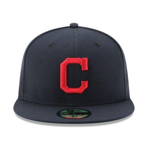 New Era Cleveland Indians Road Dark Navy 59FIFTY Fitted Hat Front