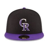New Era Colorado Rockies Alternate 1 Black Purple 59FIFTY Fitted Hat Front