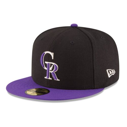 New Era Colorado Rockies Alternate 1 Black Purple 59FIFTY Fitted Hat Left Front
