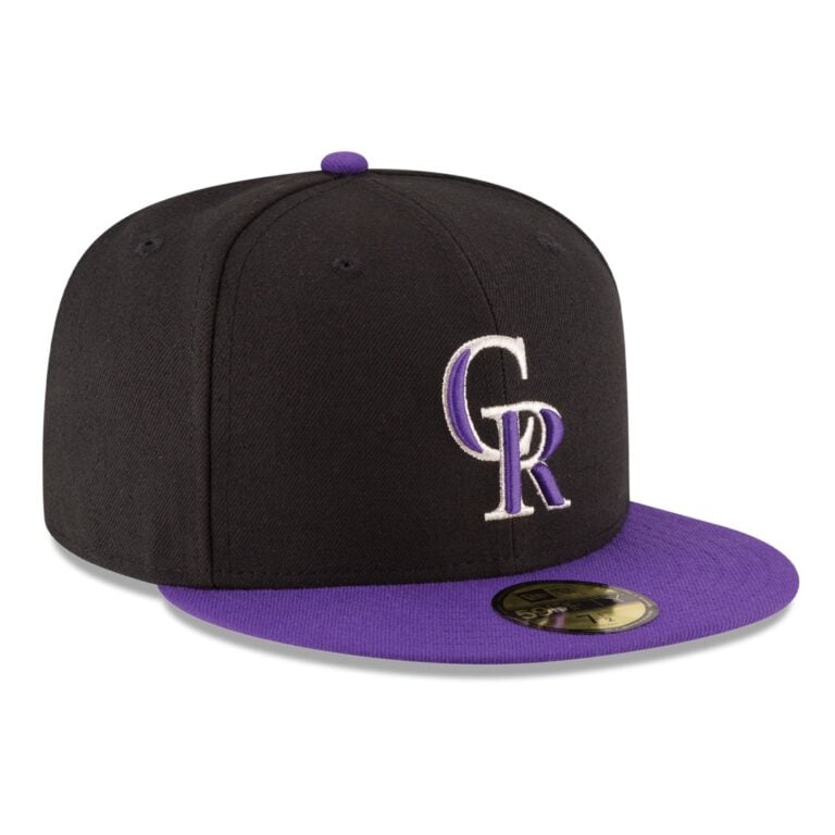 New Era Colorado Rockies Alternate 1 Black Purple 59FIFTY Fitted Hat Right Front New Era Colorado Rockies Alternate 1 Black Purple 59FIFTY Fitted Hat Right Front