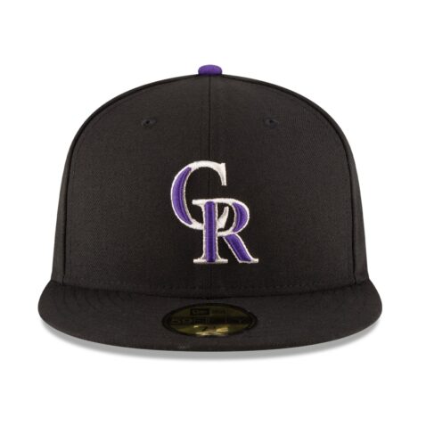 New Era Colorado Rockies Game Black 59FIFTY Fitted Hat Front
