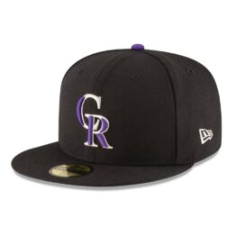 New Era Colorado Rockies Game Black 59FIFTY Fitted Hat Left Front