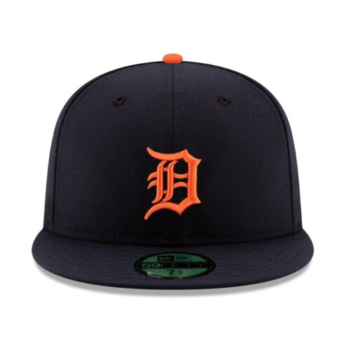 New Era Detroit Tigers Road Dark Navy 59FIFTY Fitted Hat Front