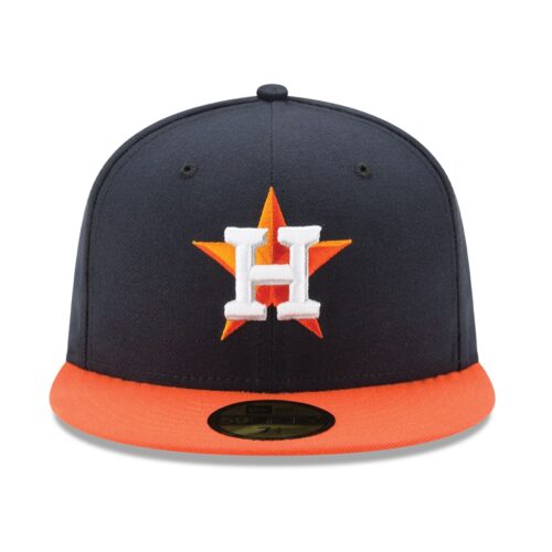 New Era Houston Astros Road Navy Orange 59FIFTY Fitted Hat Front