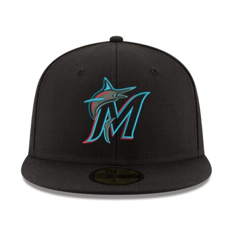 New Era Miami Marlins Game Black 59FIFTY Fitted Hat Front