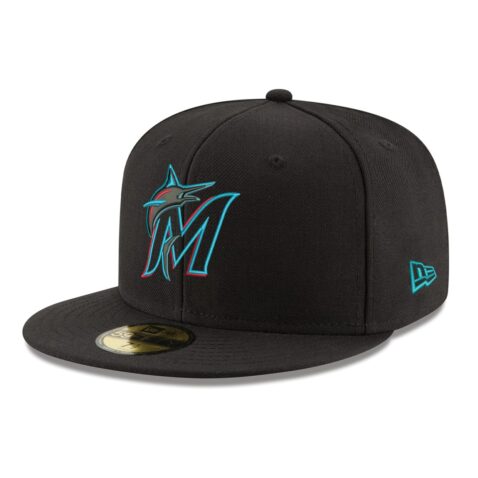 New Era Miami Marlins Game Black 59FIFTY Fitted Hat Left Front