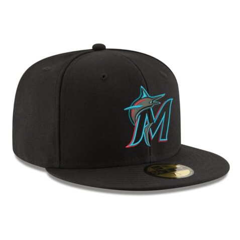 New Era Miami Marlins Game Black 59FIFTY Fitted Hat Right Front