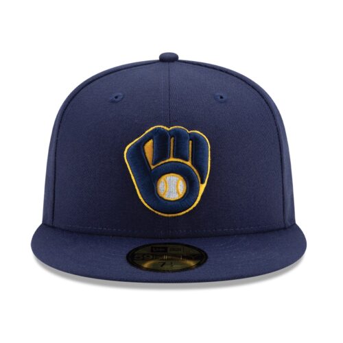 New Era Milwaukee Brewers Game Navy 59FIFTY Fitted Hat Front