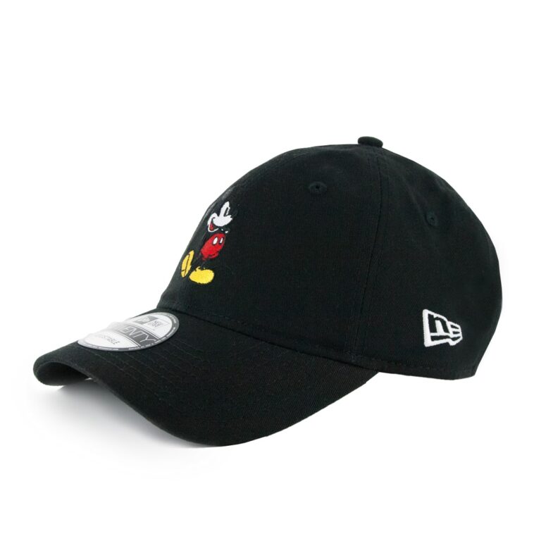 New Era Canvas Mickey Mouse Black 9Twenty Strapback Hat Right Front