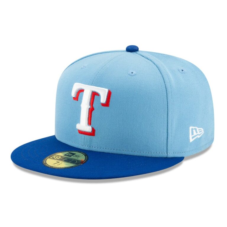 New Era Texas Rangers Alternate 2 Light Blue 59FIFTY Fitted Hat Left Front New Era Texas Rangers Alternate 2 Light Blue 59FIFTY Fitted Hat Left Front