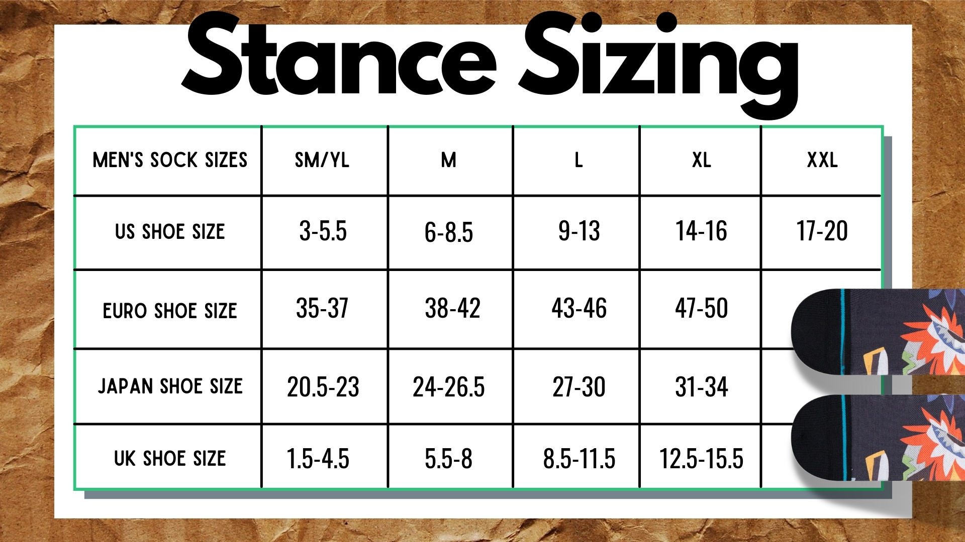 Stance Sock Size Guide 6