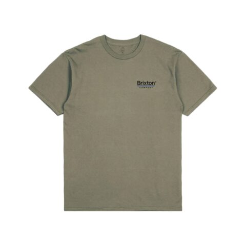 Brixton Palmer Line Short Sleeve T-Shirt Worn Wash Military Olive Front