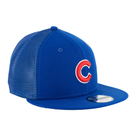 New Era 9Fifty Chicago Cubs Classic Trucker Official Team Colors Snapback Hat Front Left
