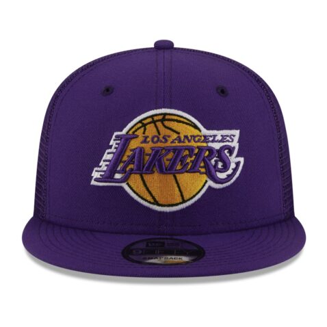New Era 9Fifty Los Angeles Lakers Classic Trucker Official Team Colors Snapback Hat Front