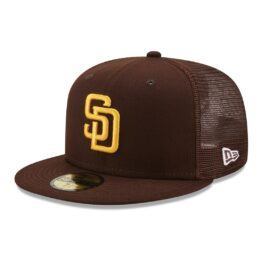 New Era 59Fifty San Diego Padres Classic Trucker Dark Brown Fitted Hat Front Right