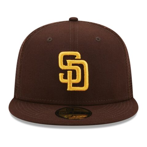New Era 59Fifty San Diego Padres Classic Trucker Dark Brown Fitted Hat Front