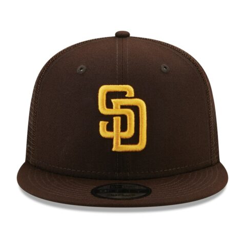 New Era 9Fifty San Diego Padres Classic Trucker Official Team Colors Snapback Hat Front