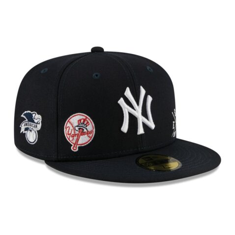 New Era 59Fifty New York Yankees Multi Logo Dark Navy Fitted Hat Limited Edition Front Left
