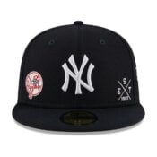 New Era 59Fifty New York Yankees Multi Logo Dark Navy Fitted Hat Limited Edition Front