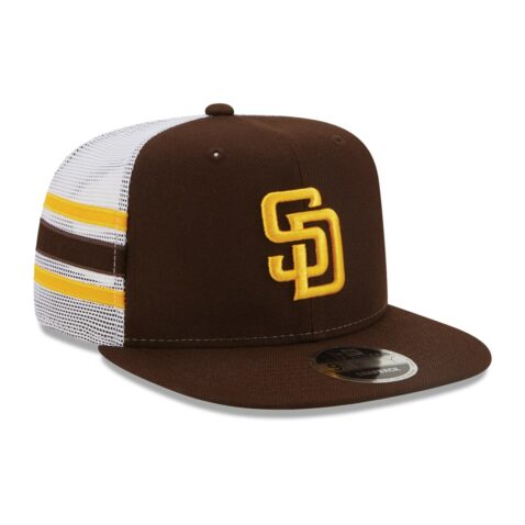 New Era 9Fifty San Diego Padres Stripe Official Team Colors Snapback Hat Limited Edition Front Left