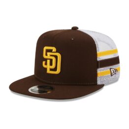 New Era 9Fifty San Diego Padres Stripe Official Team Colors Snapback Hat Limited Edition Front Right