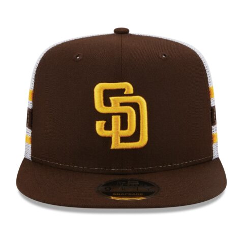 New Era 9Fifty San Diego Padres Stripe Official Team Colors Snapback Hat Limited Edition Front