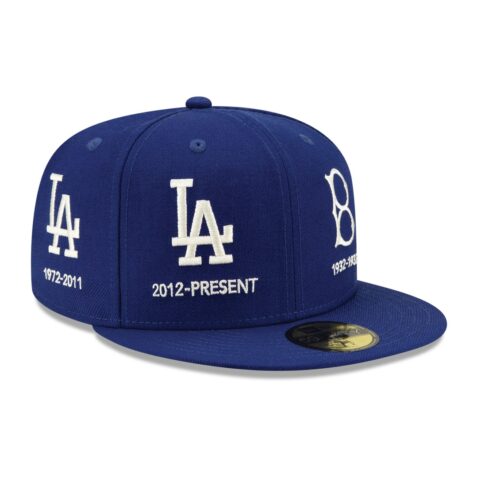 New Era 59Fifty Los Angeles Dodgers Logo Progression Dark Royal Limited Edition Fitted Hat Front Left