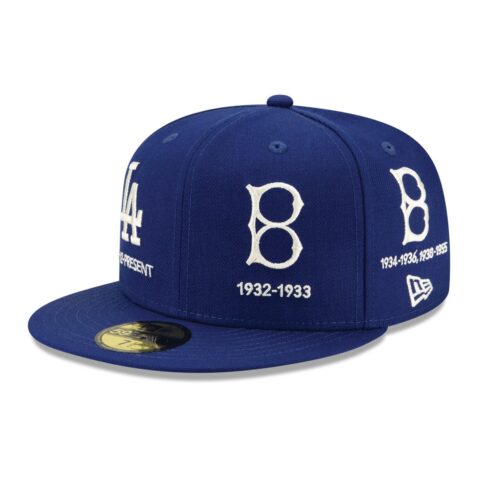 New Era 59Fifty Los Angeles Dodgers Logo Progression Dark Royal Limited Edition Fitted Hat Front Right
