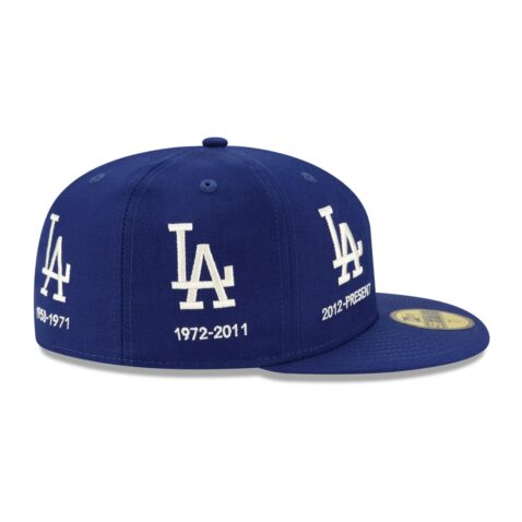 New Era 59Fifty Los Angeles Dodgers Logo Progression Dark Royal Limited Edition Fitted Hat Left