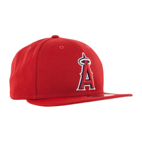 New Era Basic Los Angeles Angels Anaheim Snapback Hat Red Front Left