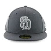 New Era San Diego Padres Graphite Graphite White 59Fifty Fitted Hat Front