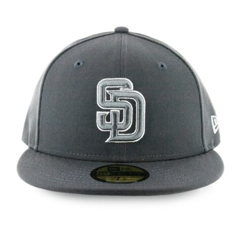 New Era San Diego Padres Graphite Graphite White 59Fifty Fitted Hat Front