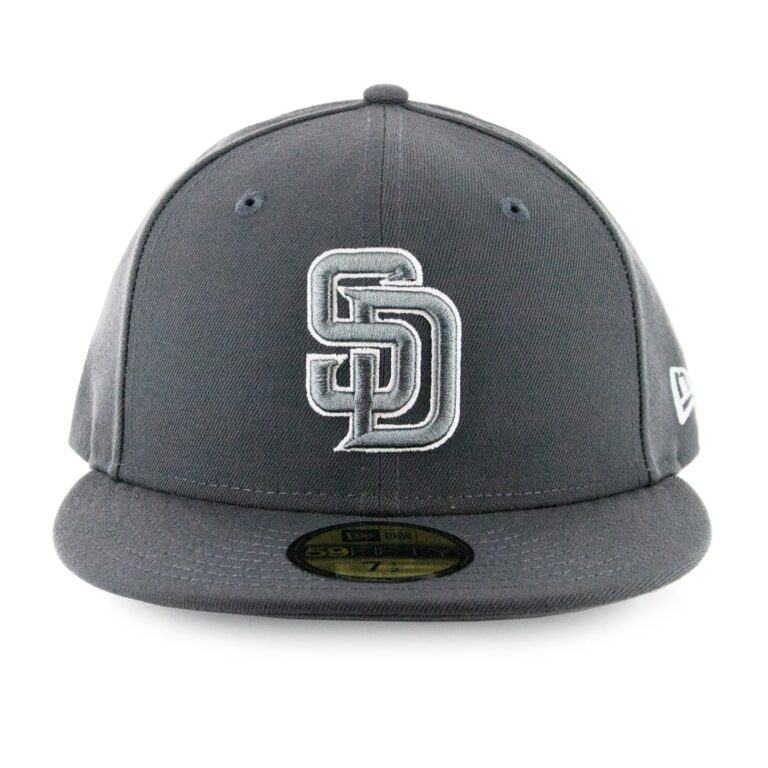 New Era San Diego Padres Graphite Graphite White 59Fifty Fitted Hat Front New Era San Diego Padres Graphite Graphite White 59Fifty Fitted Hat Front