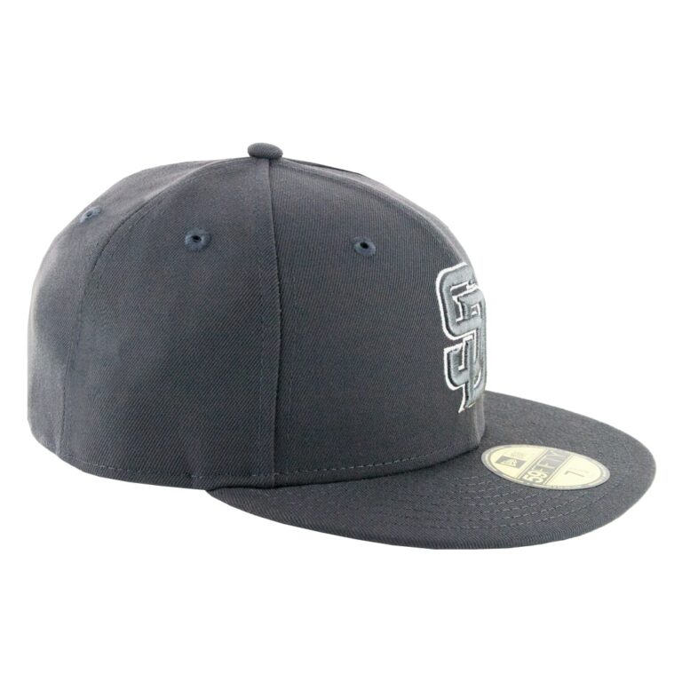 New Era San Diego Padres Graphite Graphite White 59Fifty Fitted Hat Right Front New Era San Diego Padres Graphite Graphite White 59Fifty Fitted Hat Right Front