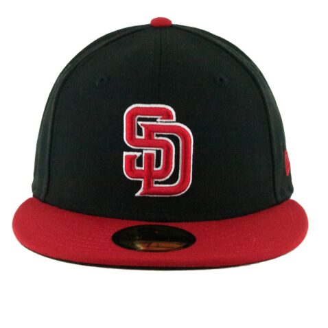 New Era San Diego Padres Two Tone Basic Black Scarlet White 59Fifty Fitted Hat Front
