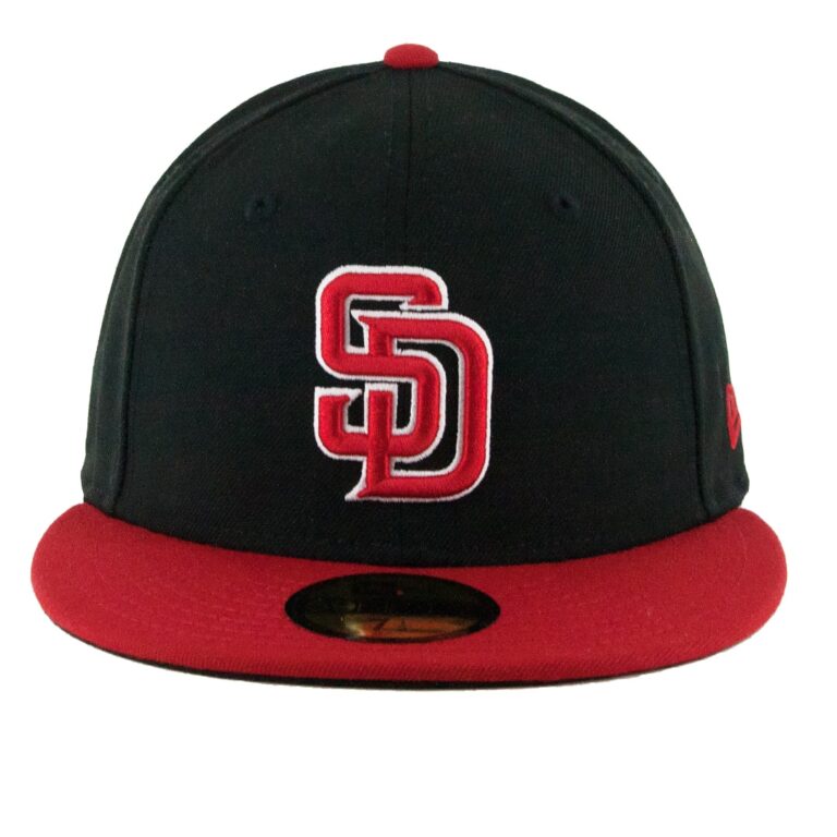 New Era San Diego Padres Two Tone Basic Black Scarlet White 59Fifty Fitted Hat Front New Era San Diego Padres Two Tone Basic Black Scarlet White 59Fifty Fitted Hat Front