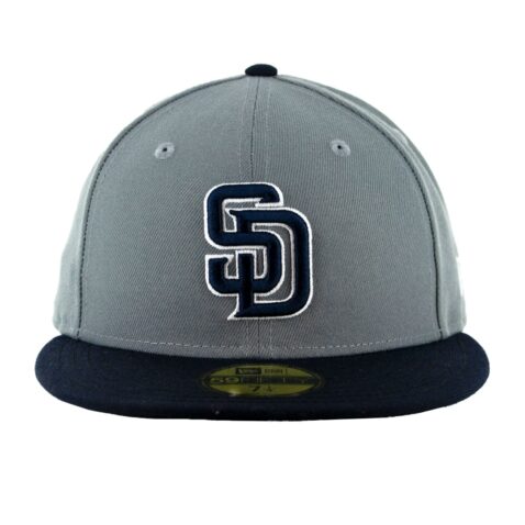 New Era San Diego Padres Two Tone Basic Storm Grey Dark Navy White Dark Navy 59Fifty Fitted Hat Front